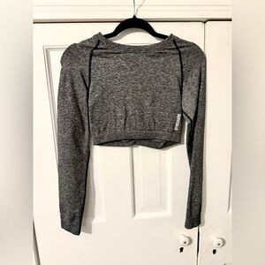 Gymshark Grey Heather Long-Sleeve Cropped Athletic Top